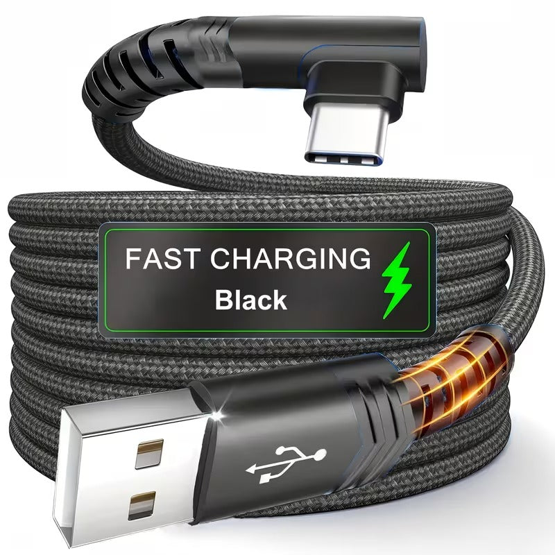 Fast Charging, Right Angle USB to USB C Cable Braided USB C Charger for Samsung for Huawei for Xiaomi for Redmi for Oppo for Oneplus And More Smartphone