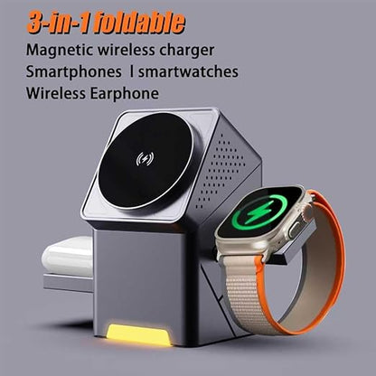 3-in-1 Foldable Magnetic Wireless Charger – شاحن لاسلكي مغناطيسي ذكي