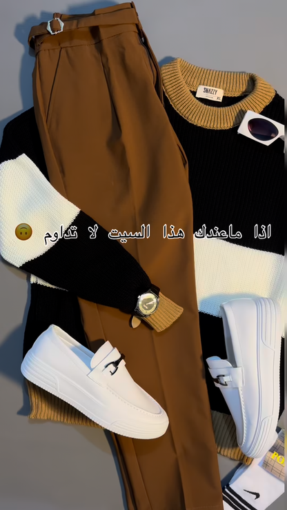 Men’s Full Winter Outfit Set | طقم رجالي شتوي كامل (Sweater + Pants + Shoes + Watch + Glasses)