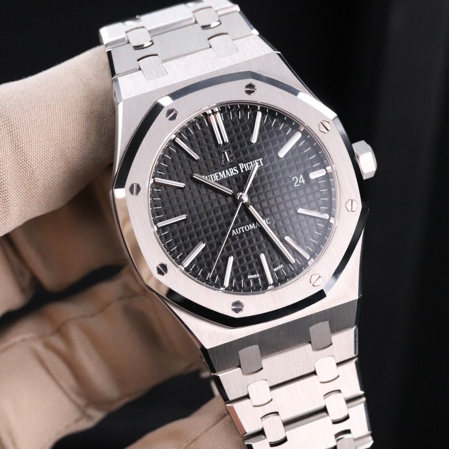 Audemars Piguet Royal Oak 41mm Steel Case Black Dial Steel Bracelet Automatic Date
