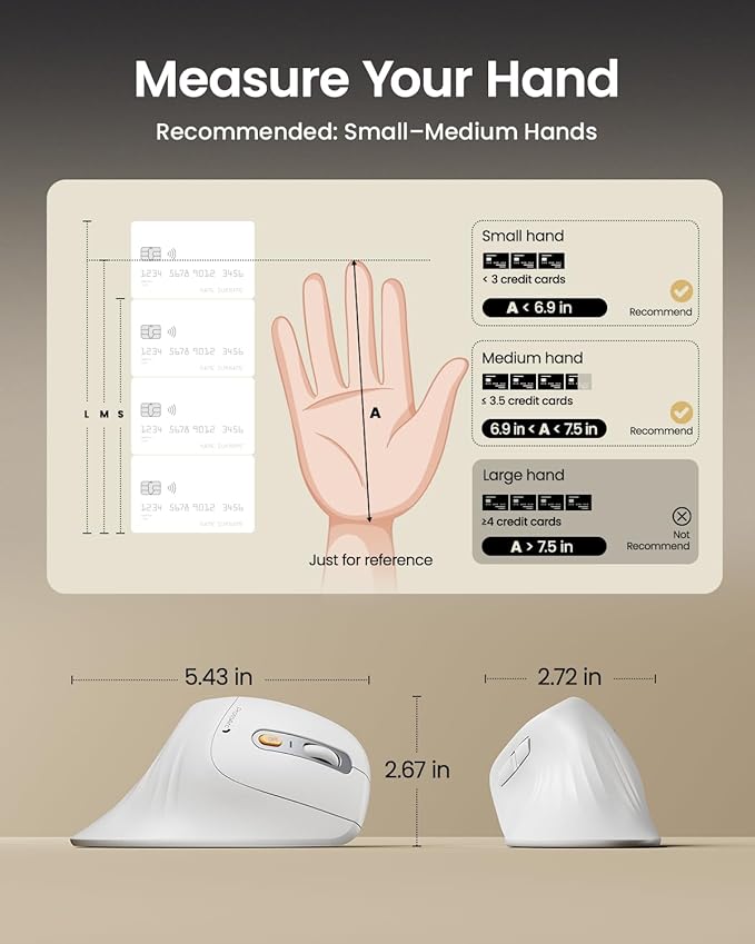ProtoArc EM11 NL Wireless Vertical Ergonomic Mouse – Multi-Device USB-C | ماوس بروتو آرك EM11 NL العمودي اللاسلكي المريح متعدد الأجهزة USB-C