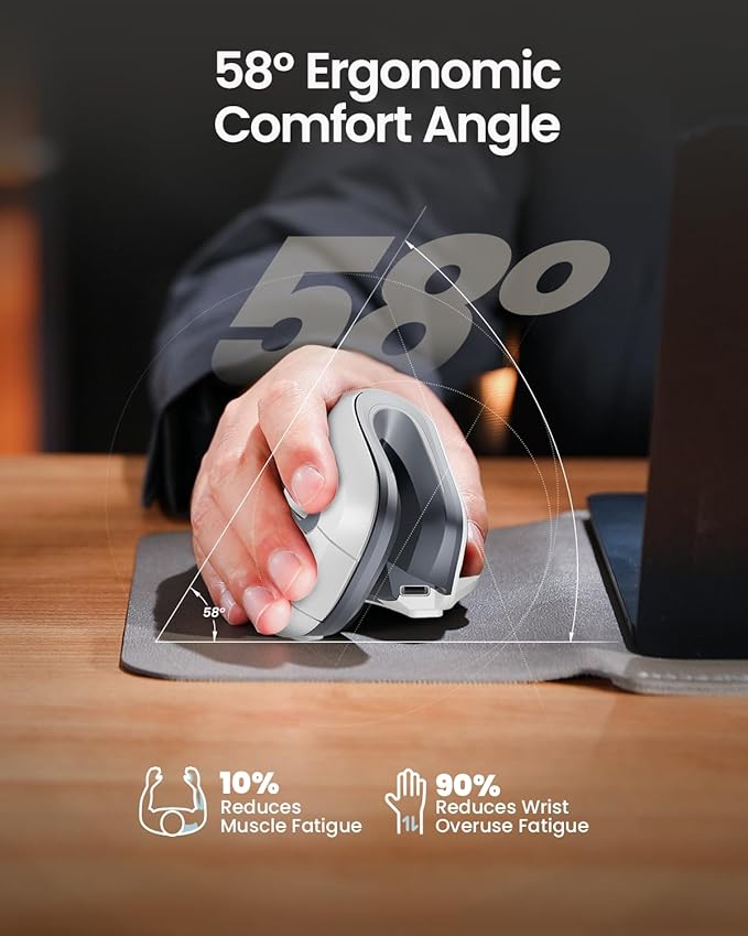 ProtoArc EM11 NL Wireless Vertical Ergonomic Mouse – Multi-Device USB-C | ماوس بروتو آرك EM11 NL العمودي اللاسلكي المريح متعدد الأجهزة USB-C