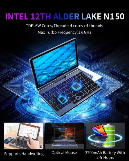 Smart 2-in-1 Mini Laptop – 8" Touch Screen, Windows 11 Pro, 12GB RAM, 512GB SSD  -  لابتوب ذكي صغير 2-في-1 بشاشة لمس تدعم الكتابة، ويندوز 11 برو