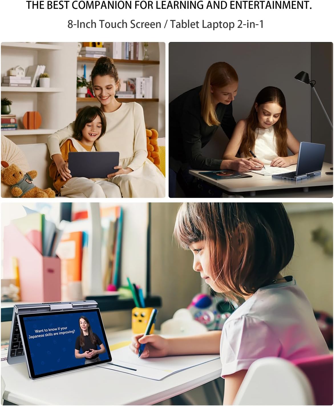 Smart 2-in-1 Mini Laptop – 8" Touch Screen, Windows 11 Pro, 12GB RAM, 512GB SSD  -  لابتوب ذكي صغير 2-في-1 بشاشة لمس تدعم الكتابة، ويندوز 11 برو
