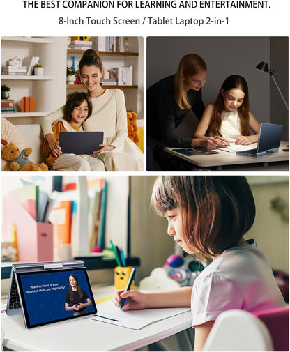 Smart 2-in-1 Mini Laptop – 8" Touch Screen, Windows 11 Pro, 12GB RAM, 512GB SSD  -  لابتوب ذكي صغير 2-في-1 بشاشة لمس تدعم الكتابة، ويندوز 11 برو