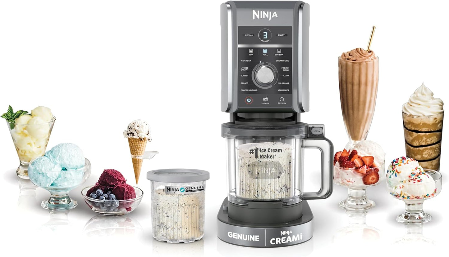 Ninja CREAMi Deluxe 10-in-1 Frozen Dessert Maker | 2-Year Warranty  - نينجا كريمي ديلوكس 10 في 1 جهاز المثلجات | ضمان سنتين