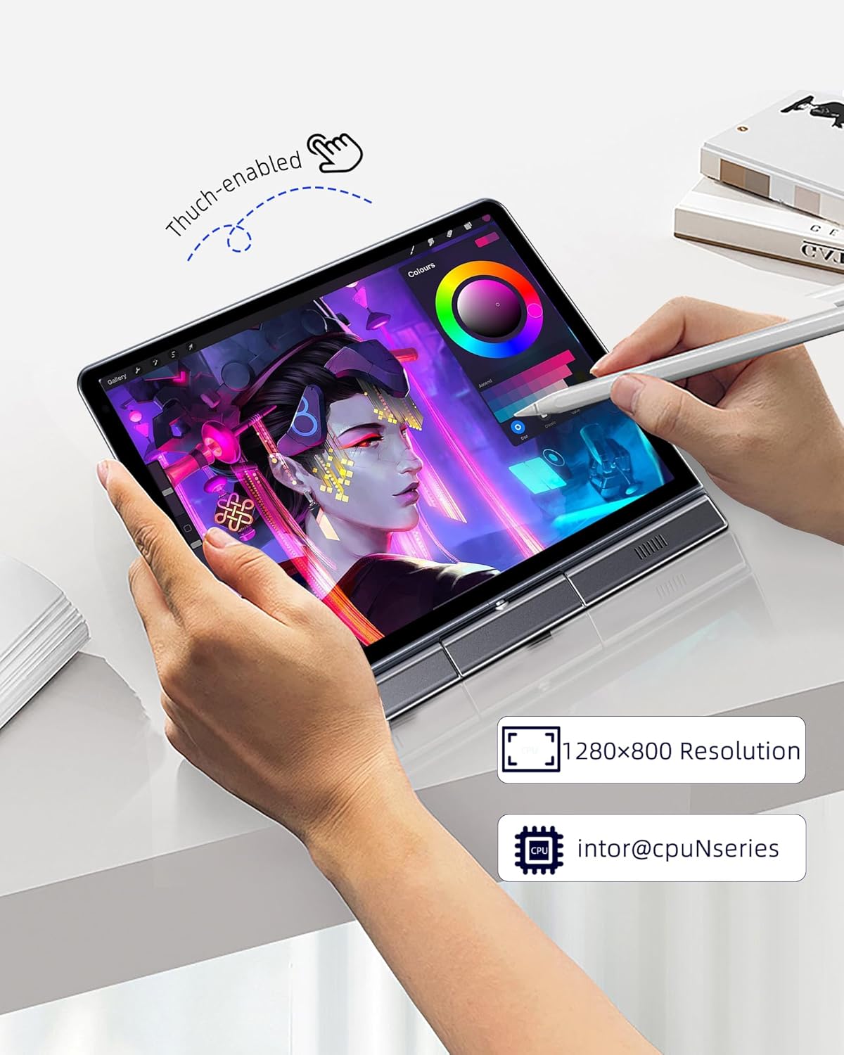 Smart 2-in-1 Mini Laptop – 8" Touch Screen, Windows 11 Pro, 12GB RAM, 512GB SSD  -  لابتوب ذكي صغير 2-في-1 بشاشة لمس تدعم الكتابة، ويندوز 11 برو