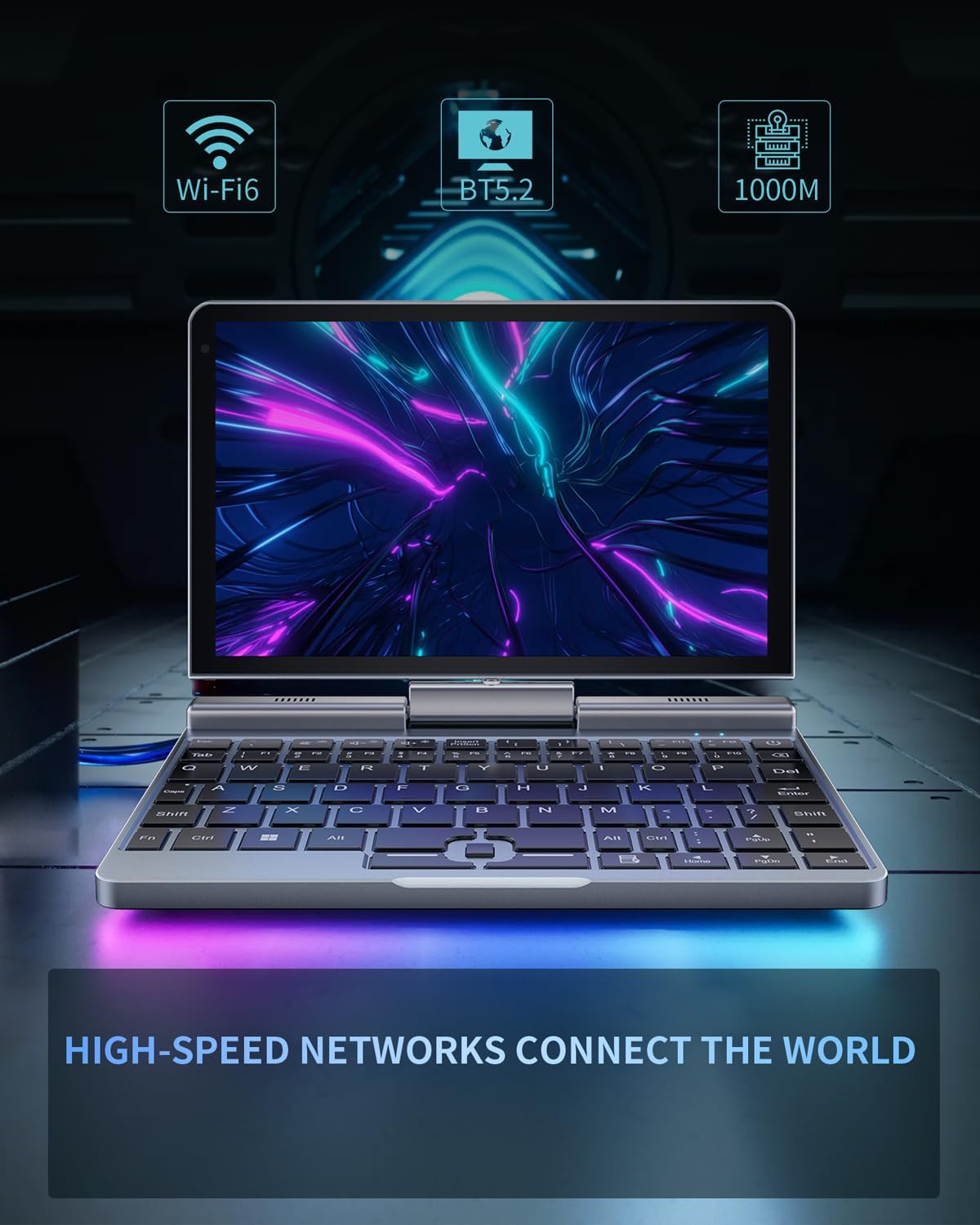 Smart 2-in-1 Mini Laptop – 8" Touch Screen, Windows 11 Pro, 12GB RAM, 512GB SSD  -  لابتوب ذكي صغير 2-في-1 بشاشة لمس تدعم الكتابة، ويندوز 11 برو