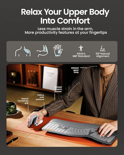 ProtoArc EM11 NL Wireless Vertical Ergonomic Mouse – Multi-Device USB-C | ماوس بروتو آرك EM11 NL العمودي اللاسلكي المريح متعدد الأجهزة USB-C