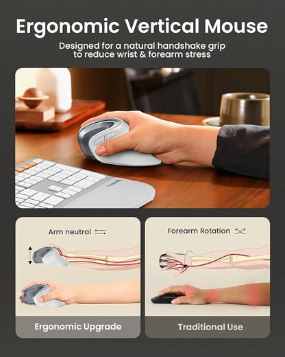 ProtoArc EM11 NL Wireless Vertical Ergonomic Mouse – Multi-Device USB-C | ماوس بروتو آرك EM11 NL العمودي اللاسلكي المريح متعدد الأجهزة USB-C