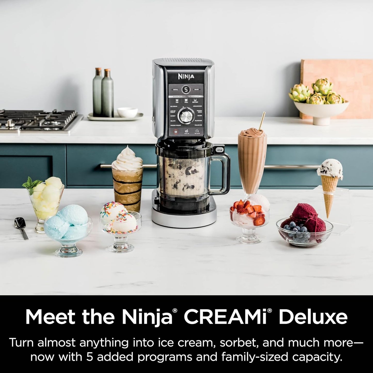 Ninja CREAMi Deluxe 10-in-1 Frozen Dessert Maker | 2-Year Warranty  - نينجا كريمي ديلوكس 10 في 1 جهاز المثلجات | ضمان سنتين
