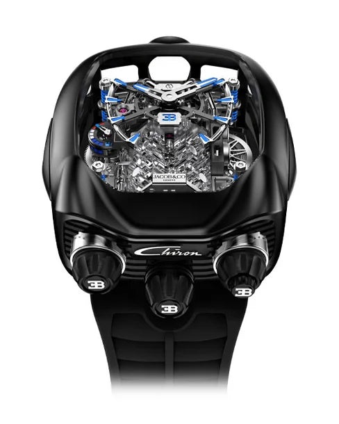 Bugatti Chiron Inspired Tourbillon Baguette Watch (BLACK) | ساعة توربيون فاخرة مستوحاة من بوغاتي شيرون بأسلوب حصري