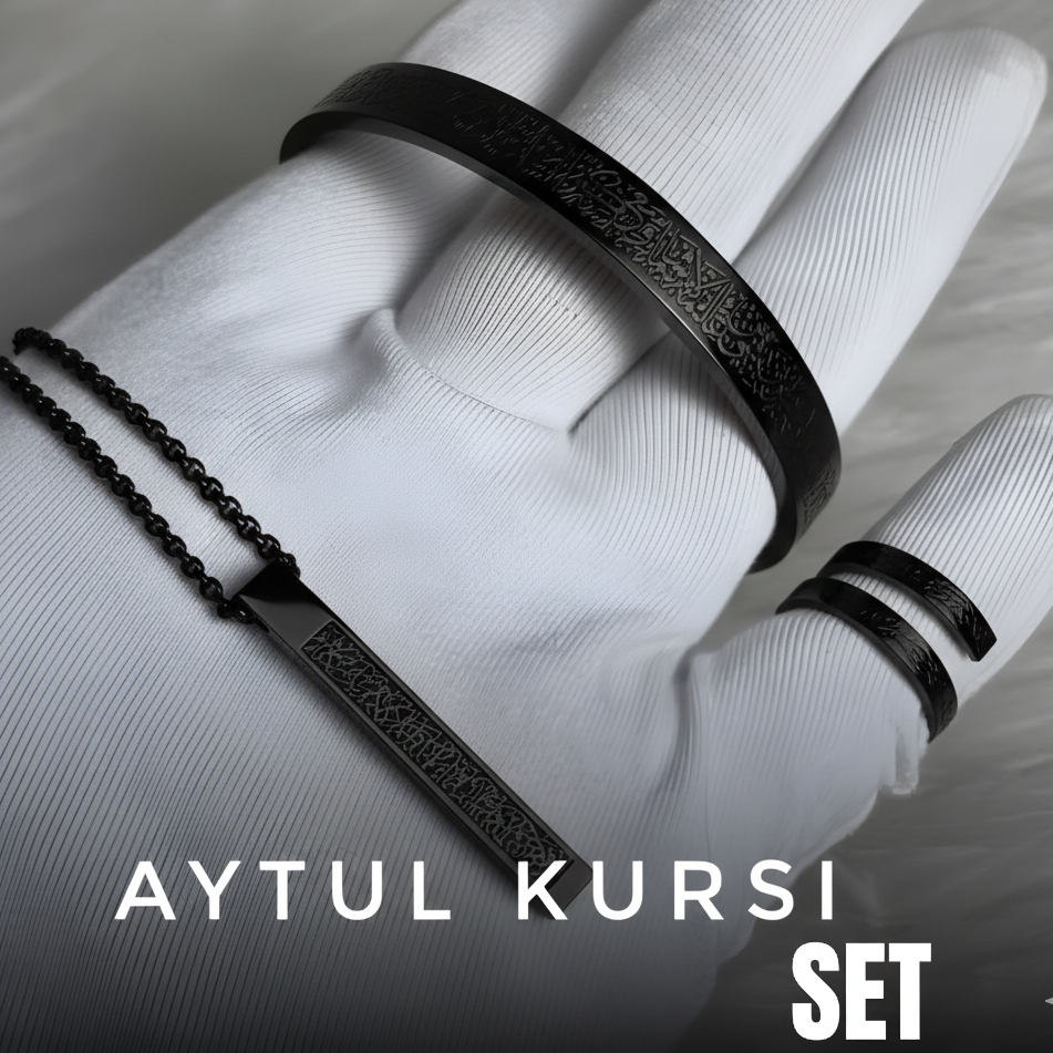 Buy 1 Get 1 Free - Ayatul Kursi Jewelry Set | Bracelet, Bar Necklace &amp; Adjustable Ring