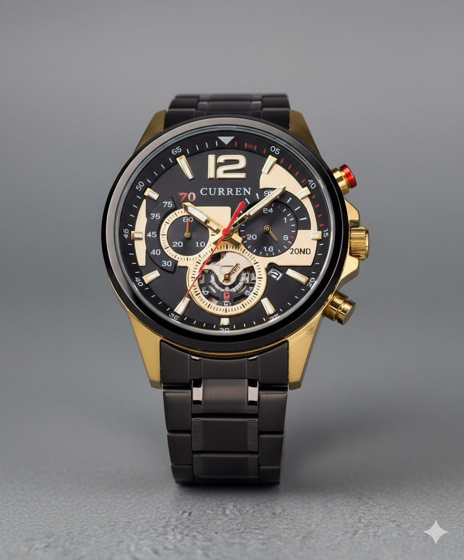 Royal Men’s Gift Set | طقم ساعة رجالي فاخر (Watch + Bracelet + Ring)