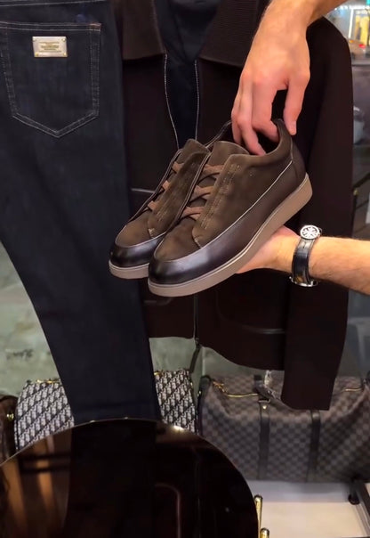 Perfect Combo: Shirt, Pant & Sneakers"التركيبة المثالية: قميص، بنطال وأحذية رياضية!" –  Dark Brown .