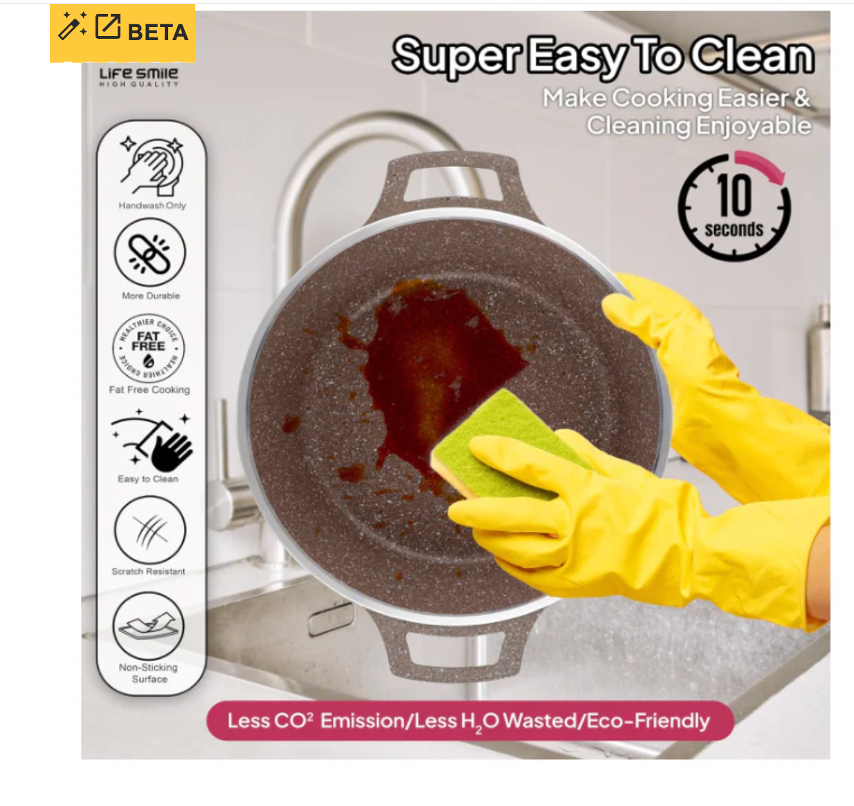 LIFE SMILE 29-Piece Cookware Set | Granite Stone Non-Stick Pots & Pans | طقم أواني الطبخ 29 قطعة جرانيت Regular price