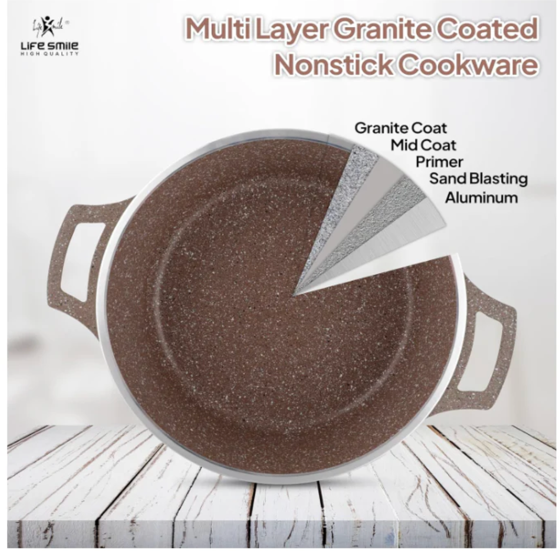 LIFE SMILE 29-Piece Cookware Set | Granite Stone Non-Stick Pots & Pans | طقم أواني الطبخ 29 قطعة جرانيت Regular price