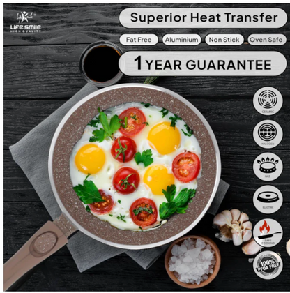 LIFE SMILE 29-Piece Cookware Set | Granite Stone Non-Stick Pots & Pans | طقم أواني الطبخ 29 قطعة جرانيت Regular price
