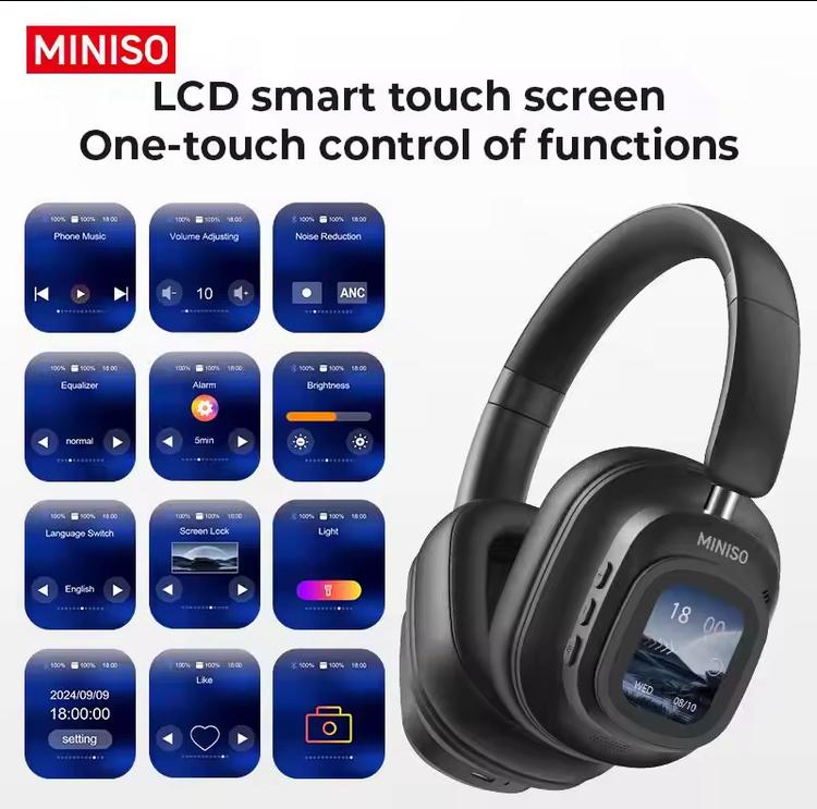 MINISO G90 Wireless Headphones with Built-in Microphone Noise Cancellation Touch Screen Headset,Earbuds Foldable Gaming Headset