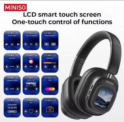 MINISO G90 Wireless Headphones with Built-in Microphone Noise Cancellation Touch Screen Headset,Earbuds Foldable Gaming Headset