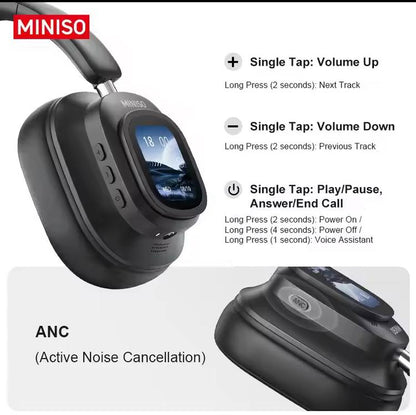 MINISO G90 Wireless Headphones with Built-in Microphone Noise Cancellation Touch Screen Headset,Earbuds Foldable Gaming Headset