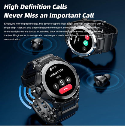 Smart Watch 3 in 1 مع Earbuds – ساعة ذكية متعددة الوظائف بشاشة 1.28" HD، تتبع اللياقة، قياس نبضات القلب، مكالمات Bluetooth، وسماعات لاسلكية مدمجة