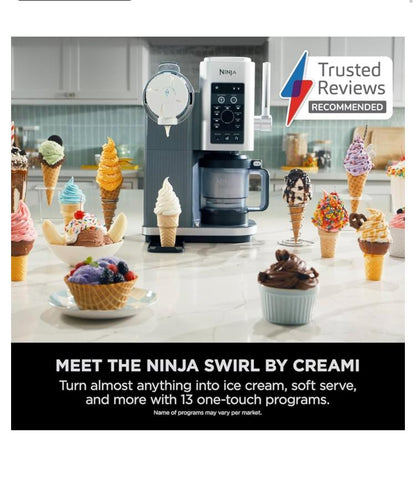 Ninja Swirl by CREAMi Ice Cream Maker 13-in-1 | Platinum Silver - نينجا سويرل باي كريمي صانعة آيس كريم 13 في 1 | بلاتينيوم سيلفر