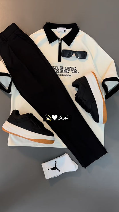Perfect Combo: Shirt, Pants & Sneakers& Watch "التركيبة المثالية: قميص، بنطال وأحذية رياضية!" – White & Black Combo