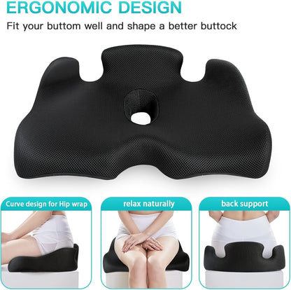 Memory foam office chair cushions, car seat back support cushions with a washable cover