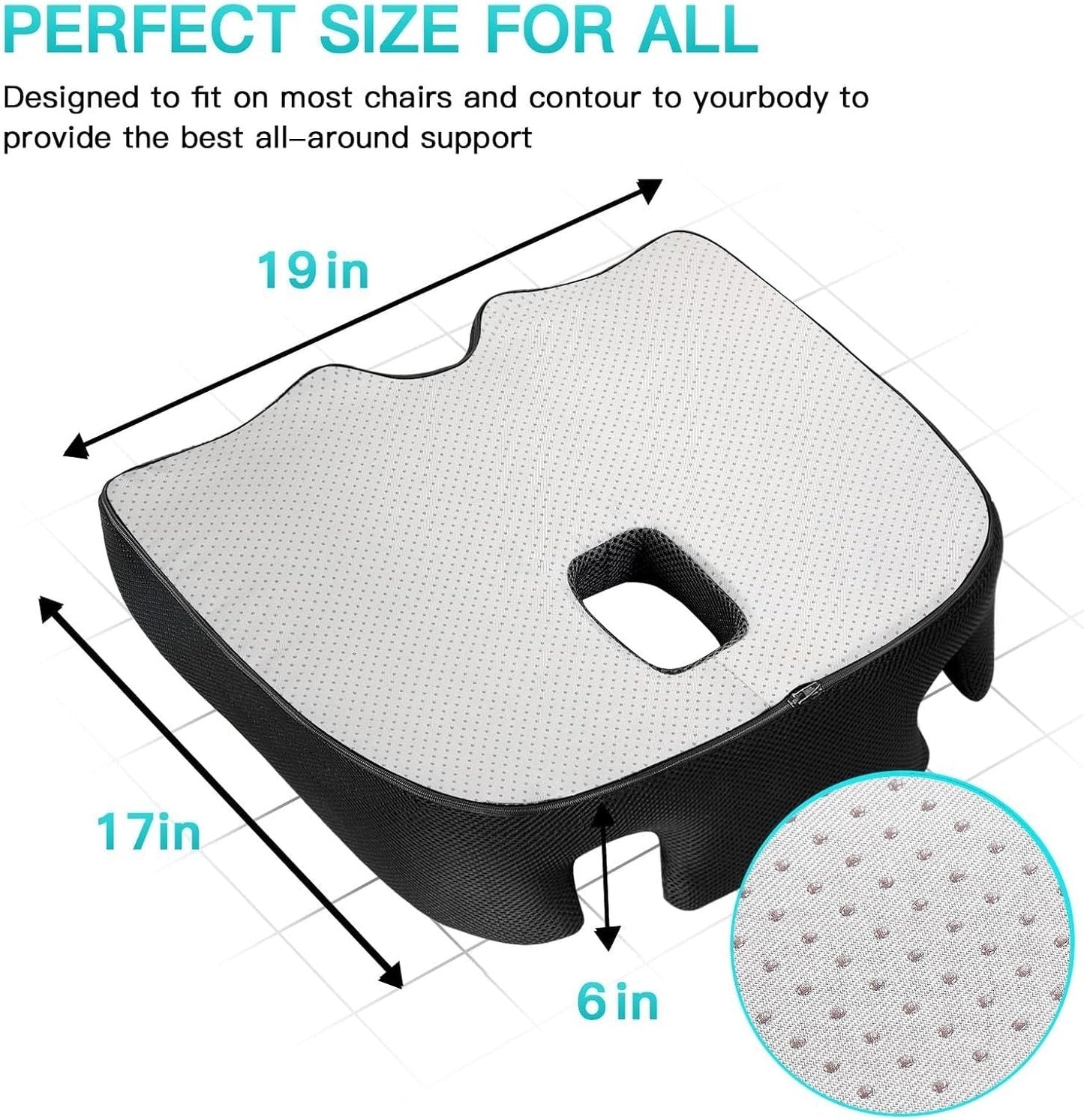 Memory foam office chair cushions, car seat back support cushions with a washable cover