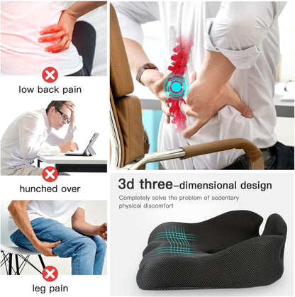 Memory foam office chair cushions, car seat back support cushions with a washable cover