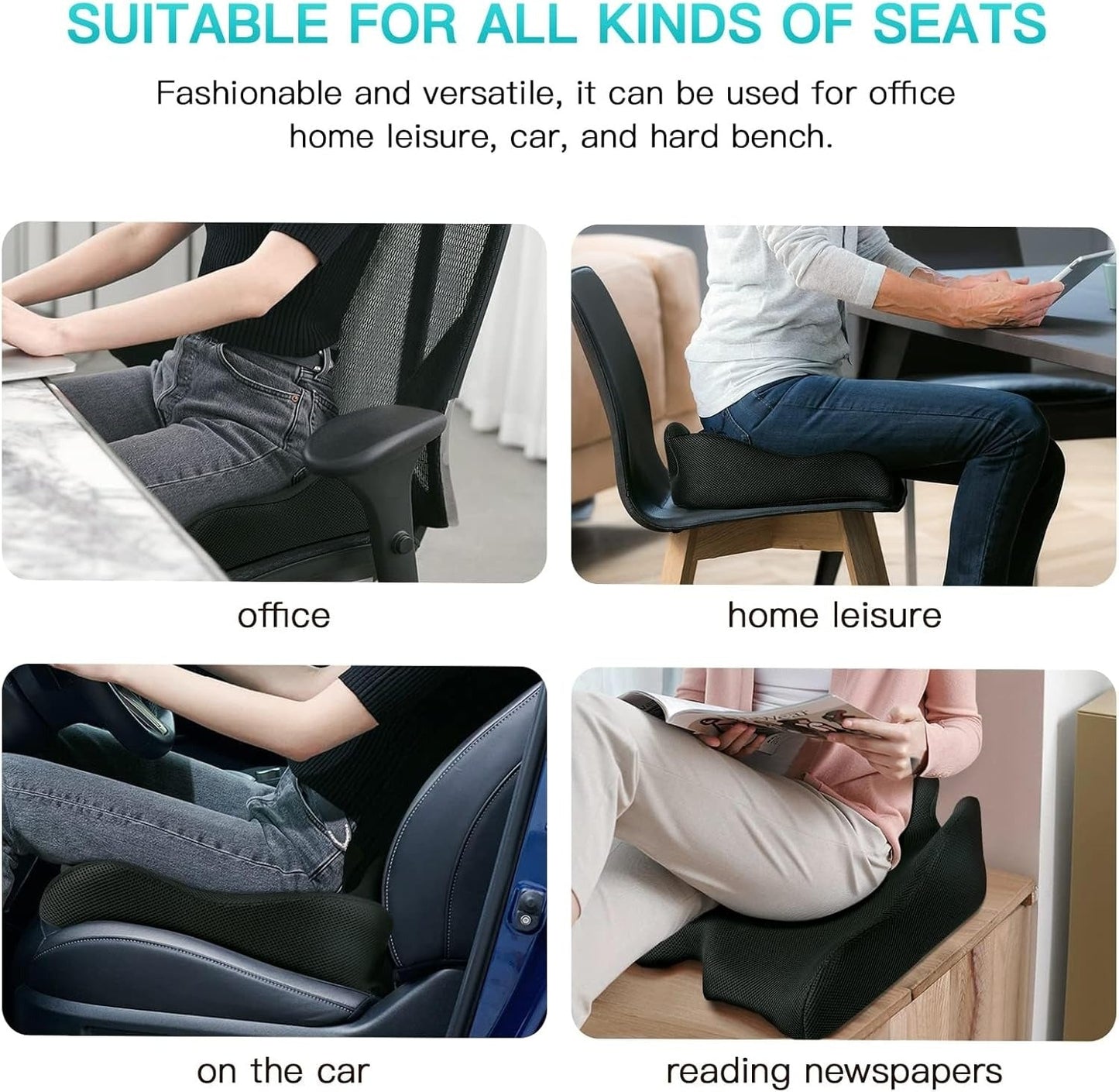 Memory foam office chair cushions, car seat back support cushions with a washable cover