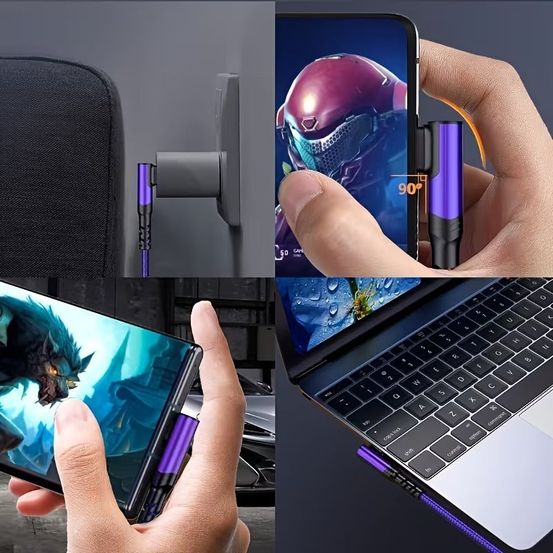 Fast Charging, Right Angle USB to USB C Cable Braided USB C Charger for Samsung for Huawei for Xiaomi for Redmi for Oppo for Oneplus And More Smartphone