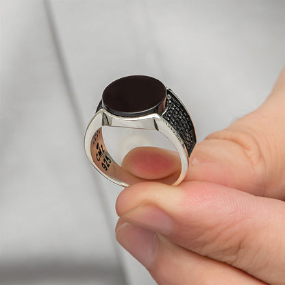 Crystal-Crowned Noir Statement Ring