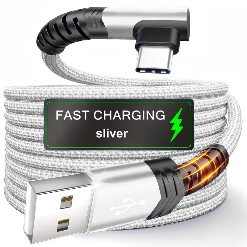 Fast Charging, Right Angle USB to USB C Cable Braided USB C Charger for Samsung for Huawei for Xiaomi for Redmi for Oppo for Oneplus And More Smartphone