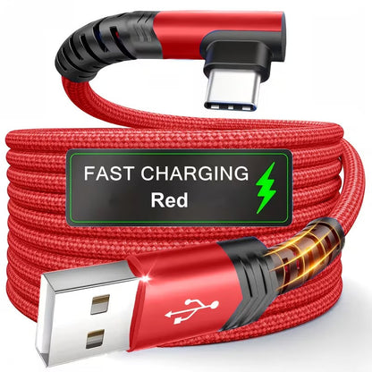 Fast Charging, Right Angle USB to USB C Cable Braided USB C Charger for Samsung for Huawei for Xiaomi for Redmi for Oppo for Oneplus And More Smartphone