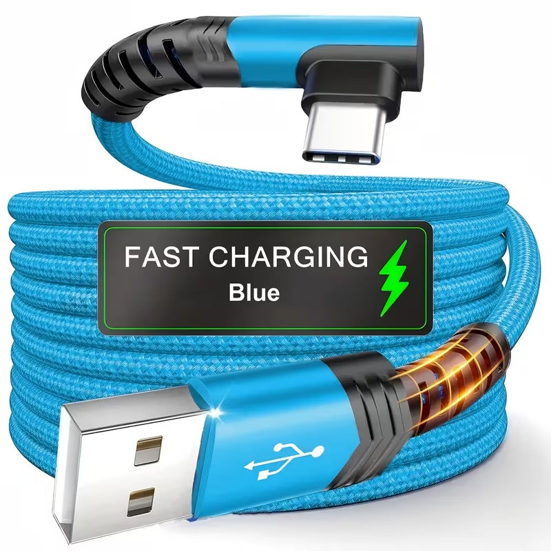 Fast Charging, Right Angle USB to USB C Cable Braided USB C Charger for Samsung for Huawei for Xiaomi for Redmi for Oppo for Oneplus And More Smartphone