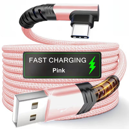 Fast Charging, Right Angle USB to USB C Cable Braided USB C Charger for Samsung for Huawei for Xiaomi for Redmi for Oppo for Oneplus And More Smartphone