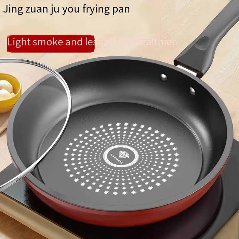 Nonstick Fry Pan, Induction Compatible, Lightweight Smokeless Frying Pan for Gas & Smooth Surface Stovetops, for Steak, Pancakes, Breakfast, Diamond Pattern Random