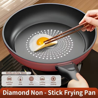 Nonstick Fry Pan, Induction Compatible, Lightweight Smokeless Frying Pan for Gas & Smooth Surface Stovetops, for Steak, Pancakes, Breakfast, Diamond Pattern Random