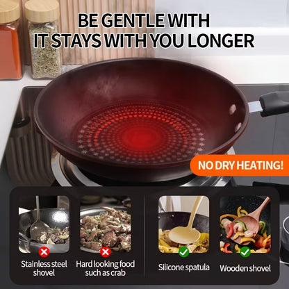 Nonstick Fry Pan, Induction Compatible, Lightweight Smokeless Frying Pan for Gas & Smooth Surface Stovetops, for Steak, Pancakes, Breakfast, Diamond Pattern Random