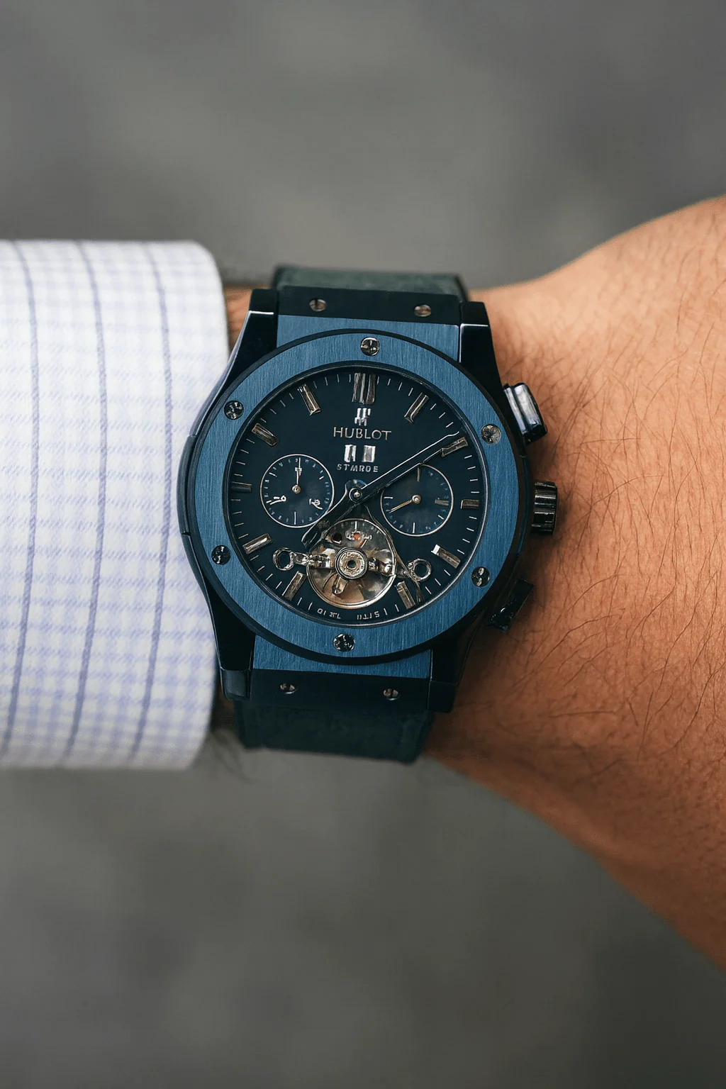 Hublot - Classic Fusion Automatic Skeleton Chronograph Watch (A+) (Copy)
)