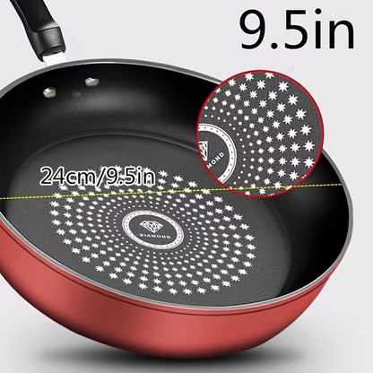 Nonstick Fry Pan, Induction Compatible, Lightweight Smokeless Frying Pan for Gas & Smooth Surface Stovetops, for Steak, Pancakes, Breakfast, Diamond Pattern Random