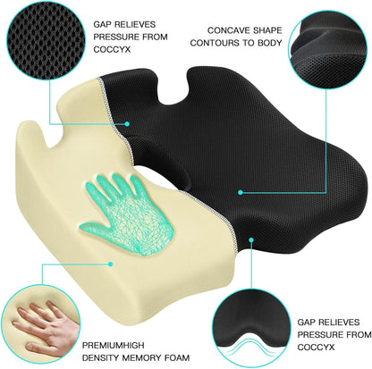 Memory foam office chair cushions, car seat back support cushions with a washable cover