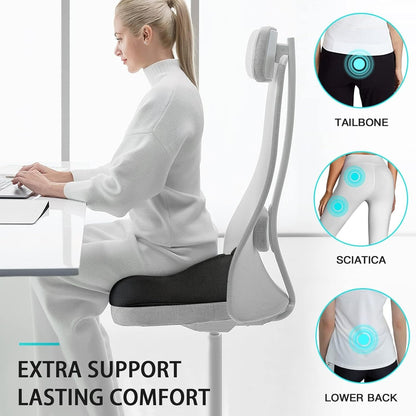 Memory foam office chair cushions, car seat back support cushions with a washable cover