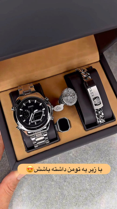 Luxury Men’s Gift Set – Silver Sport Edition  طقم هدايا رجالي فاخر – إصدار رياضي فضي