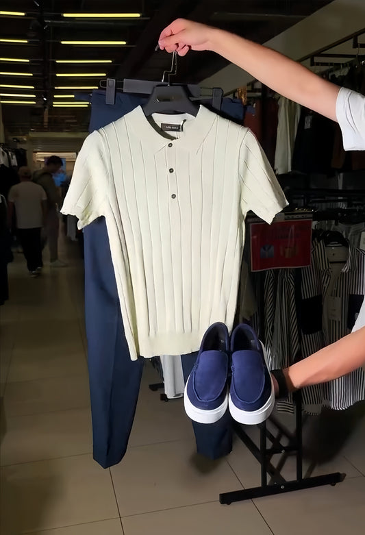 Perfect Combo: T Shirt, Pants & Sneakers& Watch "التركيبة المثالية: قميص، بنطال وأحذية رياضية!" – White & Blue Combo