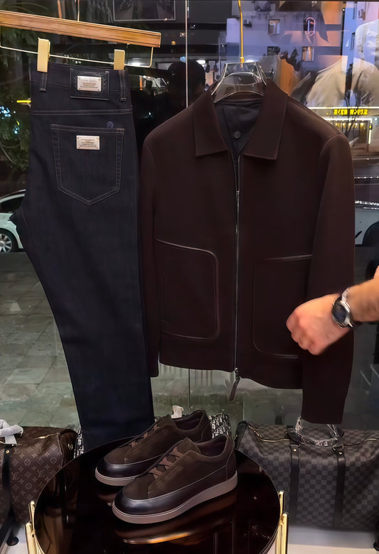 Perfect Combo: Shirt, Pant & Sneakers"التركيبة المثالية: قميص، بنطال وأحذية رياضية!" –  Dark Brown .
